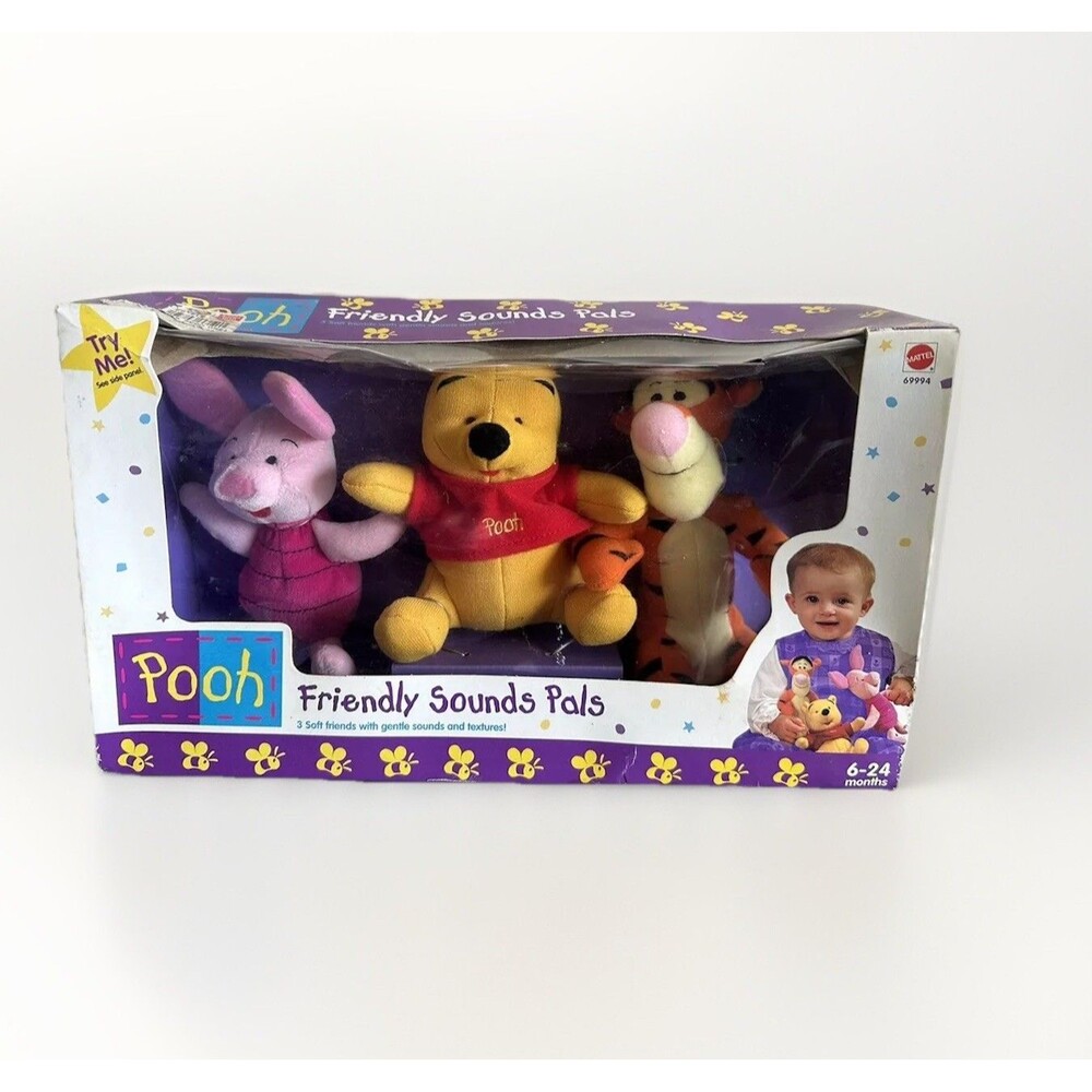 New Vintage Disney Winnie the Pooh Friendly Sounds Pals Plush Baby Toys 69994